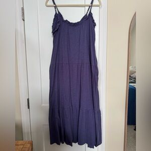 Natural Life purple Boho Maxi dress w/pockets. 100% cotton. Sz Med